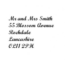 Personalised Custom Made Self Inking Rubber Stamp (up to 6 lines of Text) 57x21mm. Calligraphy Style