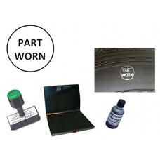 Part Worn - Tyre stamping kit - includes rubber stamp 25mm - Dry ink pad - White Ink