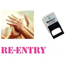 Re-Entry hand stamp - suitable for Festivals, Parties, Pubs, Special Events - Exhibitions self inking Pink stamp 28 x 6mm