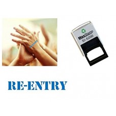 Re-Entry hand stamp - suitable for Festivals, Parties, Pubs, Special Events - Exhibitions self inking Blue stamp 28 x 6mm