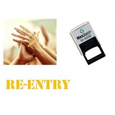 Re-Entry hand stamp - suitable for Festivals, Parties, Pubs, Special Events - Exhibitions self inking Orange stamp 28 x 6mm