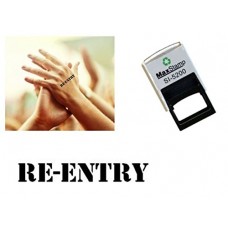 Re-Entry hand stamp - suitable for Festivals, Parties, Pubs, Special Events - Exhibitions self inking Black stamp 28 x 6mm