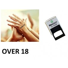 OVER 18 - hand stamp - suitable for Festivals, Parties, Pubs, Special Events - Exhibitions self inking Black stamp 28 x 6mm