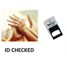 ID CHECKED - hand stamp - suitable for Festivals, Parties, Pubs, Special Events - Exhibitions self inking BLACK stamp 28 x 6mm