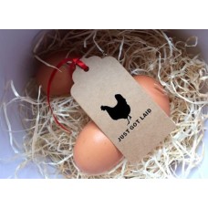 Just Got Laid - Egg box/Egg label self inking stamp - Black ink - 28 x 28 mm