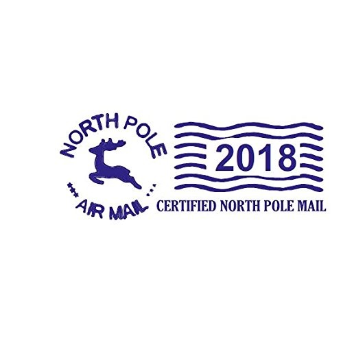 North Pole 2018 Post Mark self Inking Stamp 57 x 21 mm Blue Ink