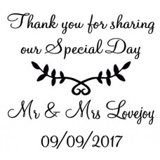 Thank you for Sharing Our Special Day - Personalised self inking stamp - 38 x 38 mm