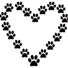 Paw Print heart - self inking stamp - Black - 28 x 28 mm