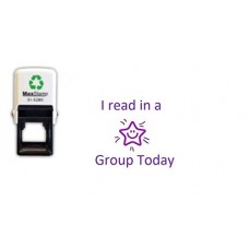 I read in a Group Today - Smiley Star - Teacher/Parent self inking reward stamp - 28 x 28 mm VIOLET INK