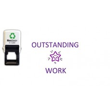 OUTSTANDING WORK - teacher reward self inking stamp - 28 x 28 mm Violet ink