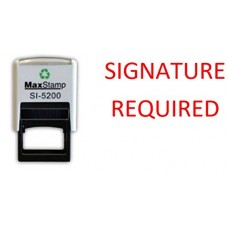 Signature Required - Self inking stamp - Red ink - 28 x 6 mm small impression ideal for highlighting documents