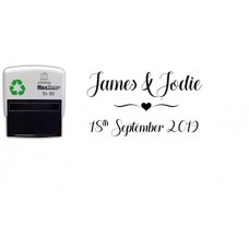 Personalised Save The Date self Inking Stamp - Hugs n Kisses Font - 57mm x 21mm