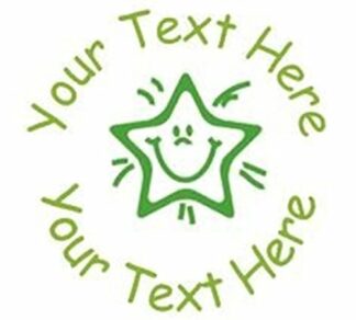 22mm Pre-Inked Custom, Personalised Teacher Stamp - Smiling GREEN star