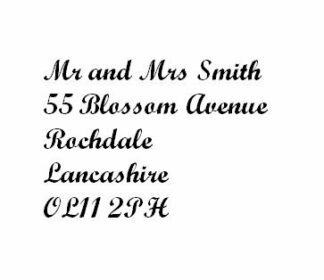 Personalised Custom Made Self Inking Rubber Stamp (up to 6 lines of Text) 57x21mm. Calligraphy Style