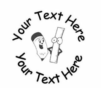 22mm Pre-Inked Custom, Personalised Teacher Stamp - pencil and ruler