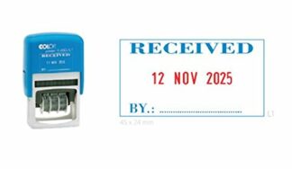 Self Inking COLOP S260 Dater Stamp Custom Text With Date Stamper - Rubber Stamp With Date Office Stationary - Blue Text With Red Date