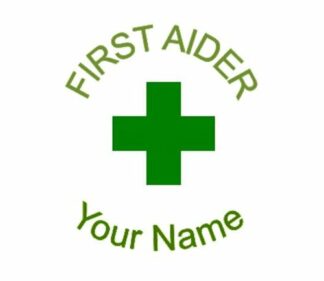 Personalised FIRST AIDER - Self inking 28mm Green ink stamp