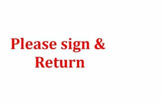 Please sign & return - self inking stamp - Red ink - 28mm
