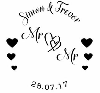 Civil Partnership - Save the date customised self inking weddiing stamp - Mr & Mr - 41mm Circ