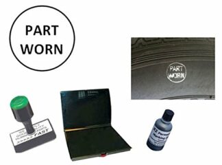 Part Worn - Tyre stamping kit - includes rubber stamp 25mm - Dry ink pad - White Ink