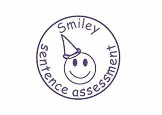 Smiley Sentence Assessment 22mm pre inked teacher reward stamp