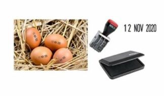 Egg Dater Pack - Includes One x 4mm Mini Rubber Dater Stamp and One x pre Inked Food/Egg Safe Ink pad - Black Ink