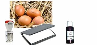 Egg Dater Kit - Includes 4mm Mini Rubber Date Stamp, 15 oz RED Food Safe Ink, and a Dry Ink pad