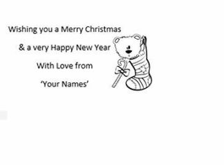 Personalised Christmas Card - self Inking Stamp - Cute Bear Design - 30 x 50mm
