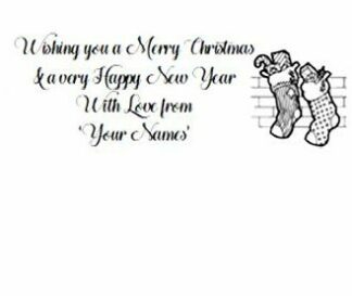 Personalised Christmas Card - Stocking Design - Hugs n Kisses Font 67 x 27 mm