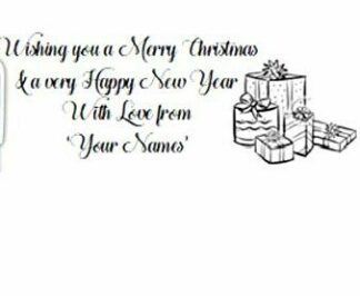 Personalised Christmas Card Stamp - Gifts Design - 67 x 27 mm Self Inking Good for Thousands of Impressions
