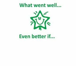 What Went Well - Even Better if - Self Inking Stamp - Green Ink (Star Design) 28 x 28 mm