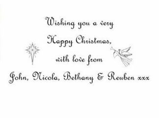 Personalised Handwritten Christmas Card - self Inking Stamp - 73 x 35 mm (Star & Angel Design)