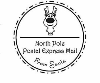Reindeer North Pole Postal Mark self Inking Stamp - Black Ink - 34 x 34 mm