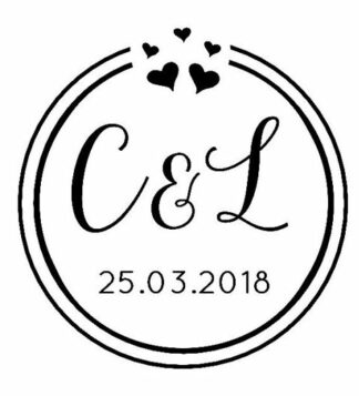 Save the Date - Hearts and Circle 41mm Round